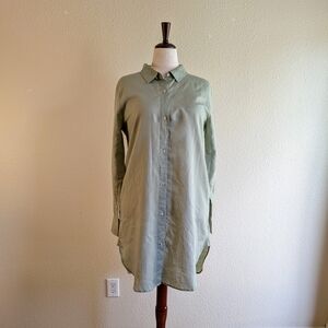 J. Crew Linen Beach Shirt | Sage Green | NWOT | Lg